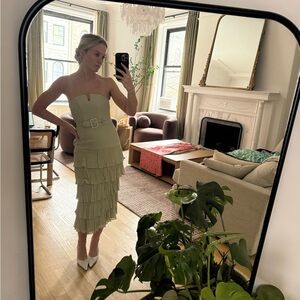 & Other Stories Strapless Dress in Soft Green